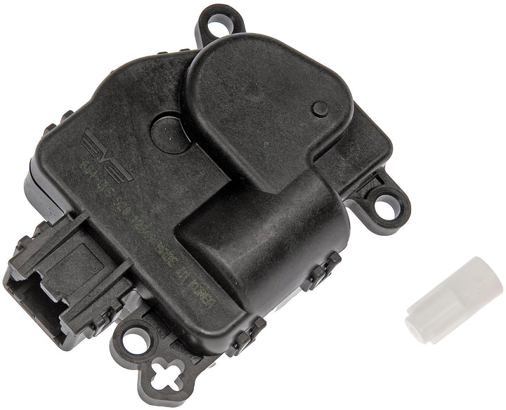 Dorman front view of actuator showing compact housing and direct-fit benefits