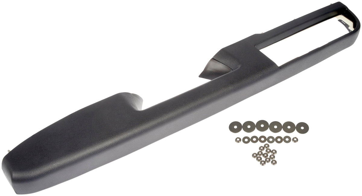 Dorman front view of black armrest repair kit showing shape and fit benefit