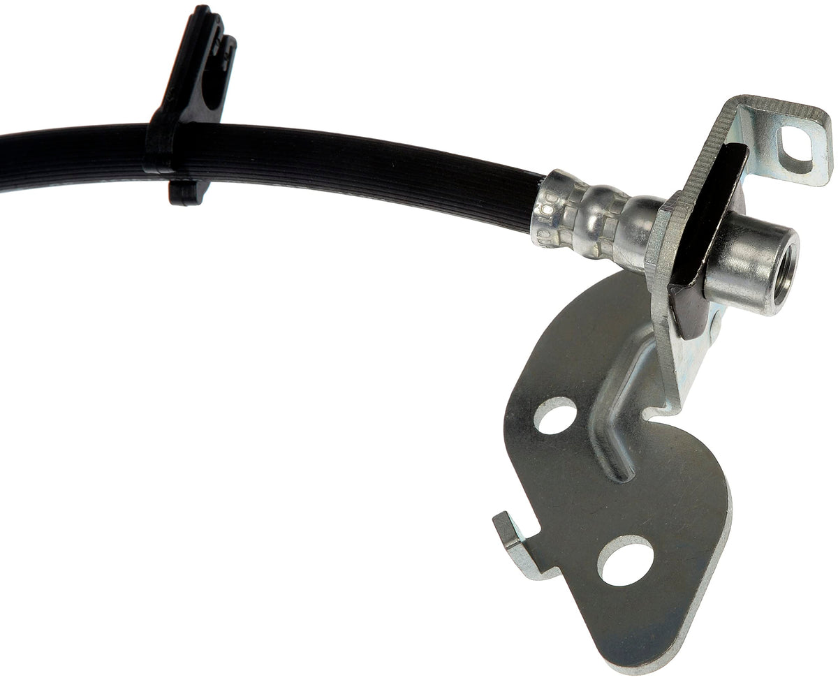 Dorman brake hose next to ruler showing exact length and fitment for quick verification