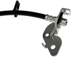 Dorman brake hose next to ruler showing exact length and fitment for quick verification