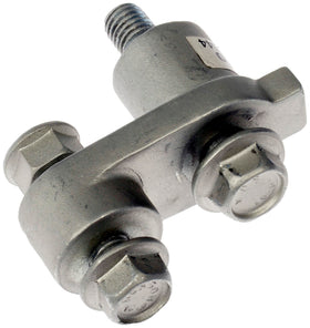 Dorman clamp installed on a front left manifold demonstrating leak elimination benefit