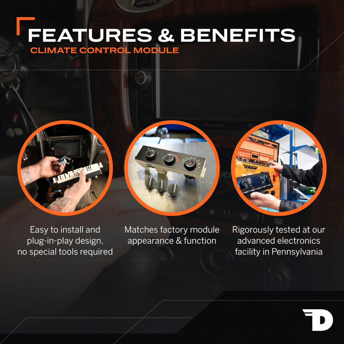 Dorman packaging with assembled in USA label ensuring quality