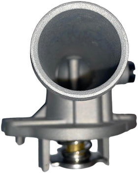 Dorman close-up of thermostat housing flange showing precise fit and sealing benefit