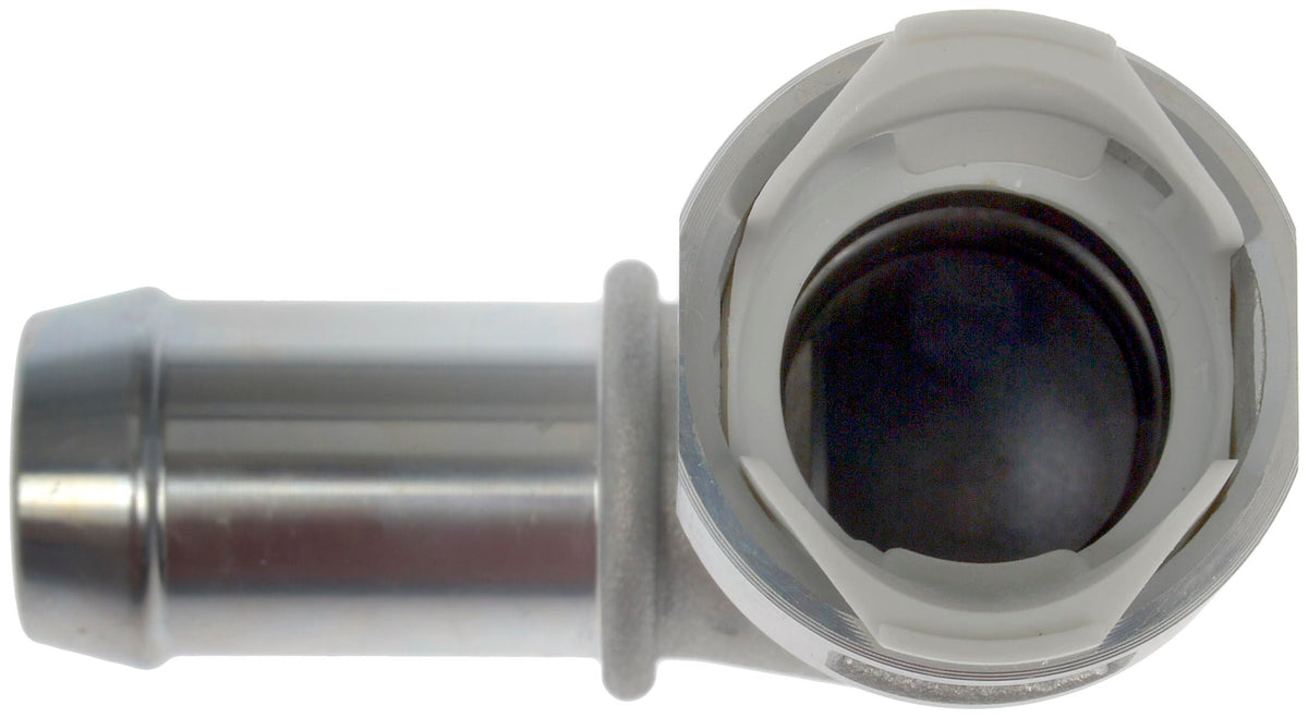 Dorman connector next to a 3/4" heater hose for scale showing correct size compatibility