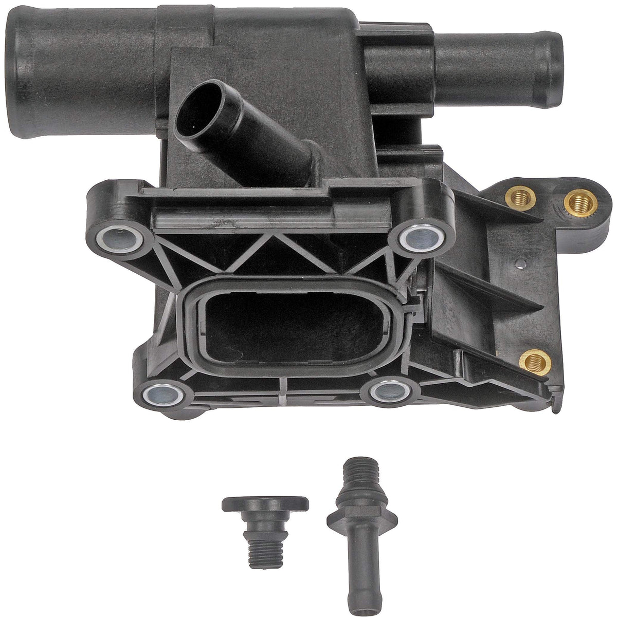 Dorman coolant outlet closeup of flange illustrating durable sealing surface and fit