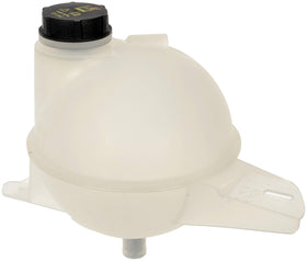Dorman coolant reservoir front view showing mounting points and secure fit benefit