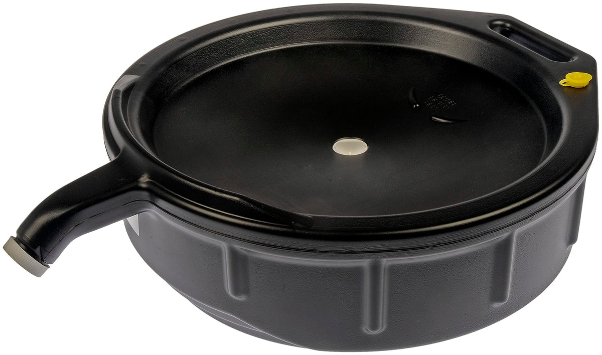 Dorman drain pan front view showing capacity and stable rim for cleaner drains