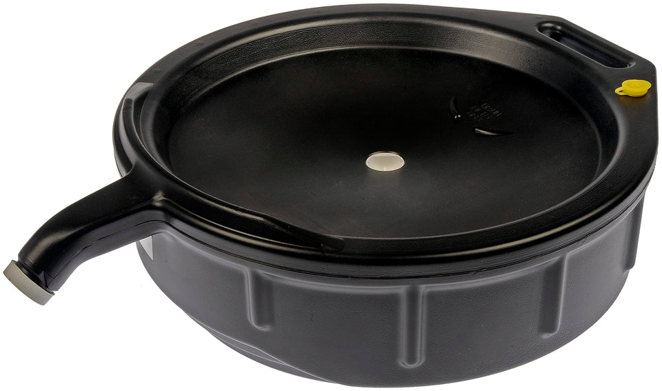 Dorman drain pan front view showing capacity and stable rim for cleaner drains