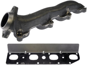 Dorman exhaust manifold front view showing flange and ports, ensuring correct fit
