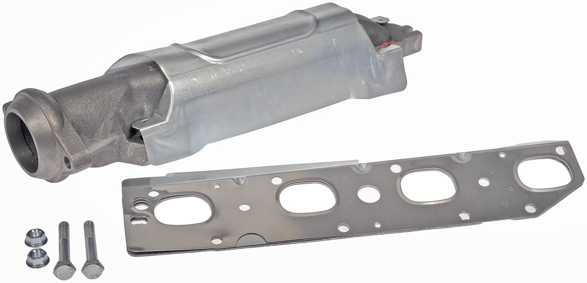 Dorman exhaust manifold front view showing fit points and clean finish for precise replacement