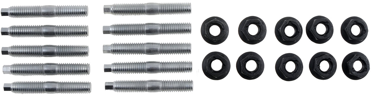 Dorman close-up of manifold studs and nuts highlighting durable finish and strength
