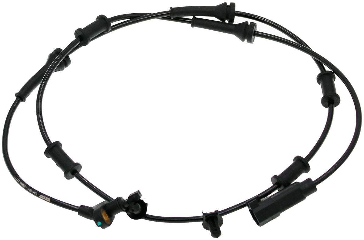Dorman front ABS wheel speed sensor front view showing mounting and fit for easy replacement