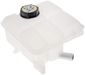 Dorman front coolant reservoir front view showing clean fit and mounting points for easy replacement