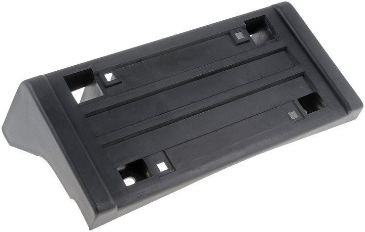 Dorman front license plate bracket showing complete product and packaging, reliable replacement