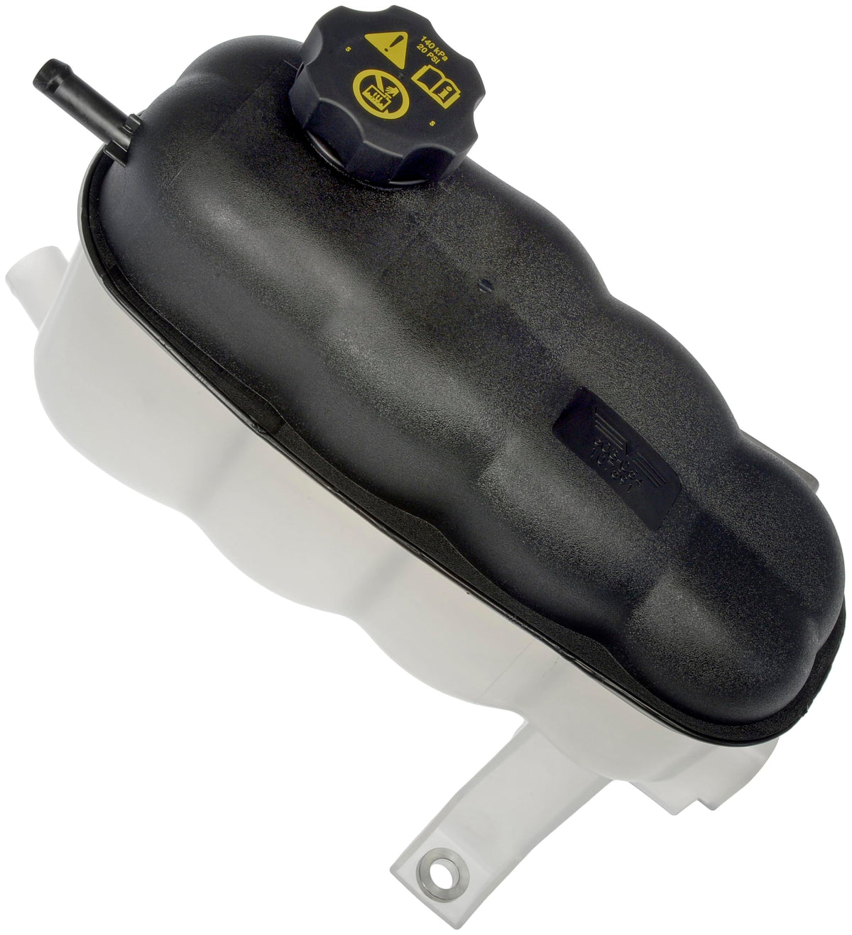 Dorman front view showing reservoir shape and mounting points for accurate fit