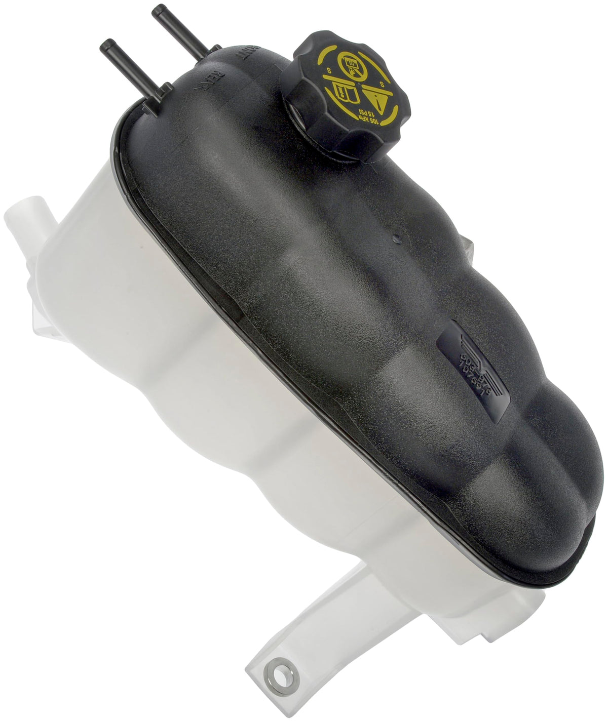 Dorman front pressurized reservoir front view showing fit for quick replacement