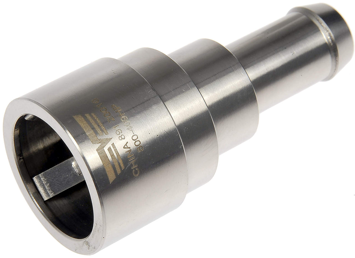 Dorman coolant connector front profile showing fit and finish, durable replacement benefit