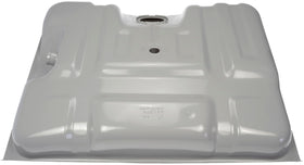 Dorman fuel tank next to tape measure displaying accurate size and scale