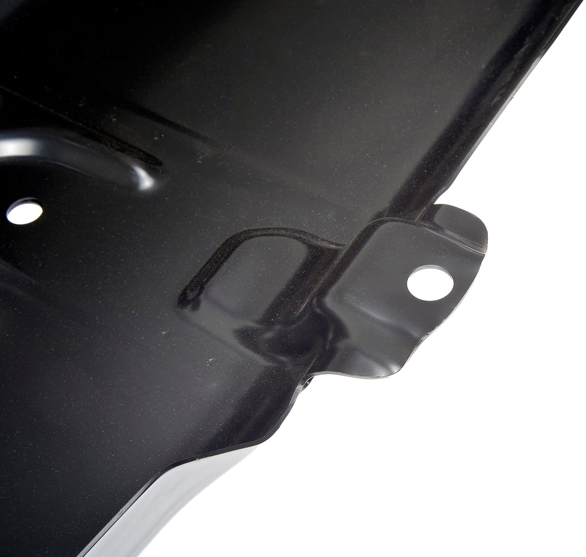 Dorman fuel tank skid plate edge and weld detail highlighting durable build