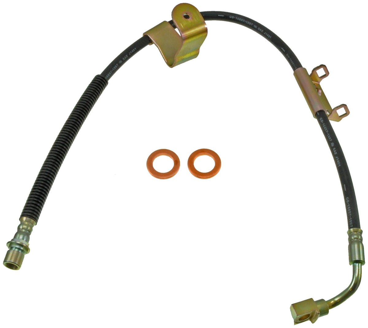 Dorman H620052 front view showing full hose and fittings, ensures correct fit
