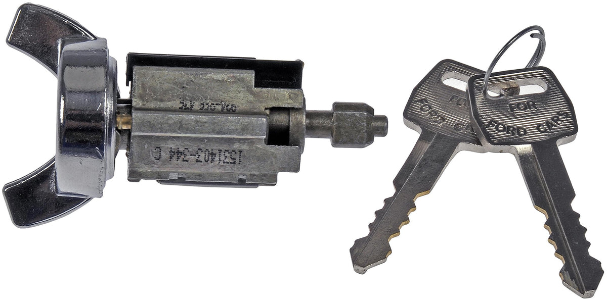 Dorman ignition cylinder installed in steering column demonstrating restored key function