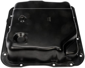 Dorman installed pan under vehicle showing correct fit and cleaner maintenance