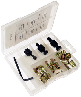 Dorman installed rivet nut in metal panel demonstrating strong captive thread benefit