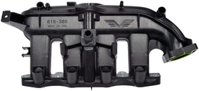 Dorman intake manifold front view showing fit and improved design benefit