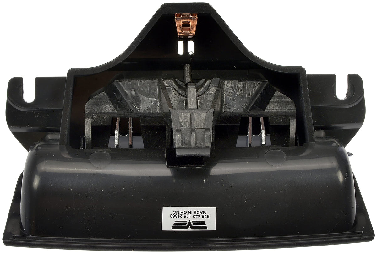 Dorman latch installed in console demonstrating restored closure and security