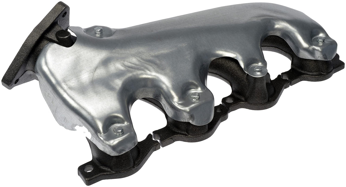 Dorman manifold installed on engine illustrating direct-fit replacement and proper sealing