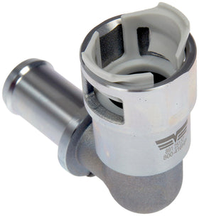 Dorman metal heater hose connector front view showing durable construction benefit