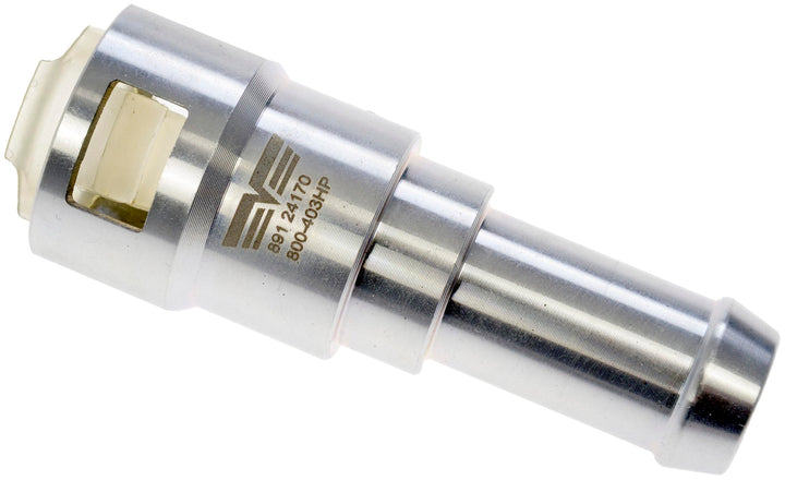 Dorman metal heater hose connector front view showing solid construction and reliable fit