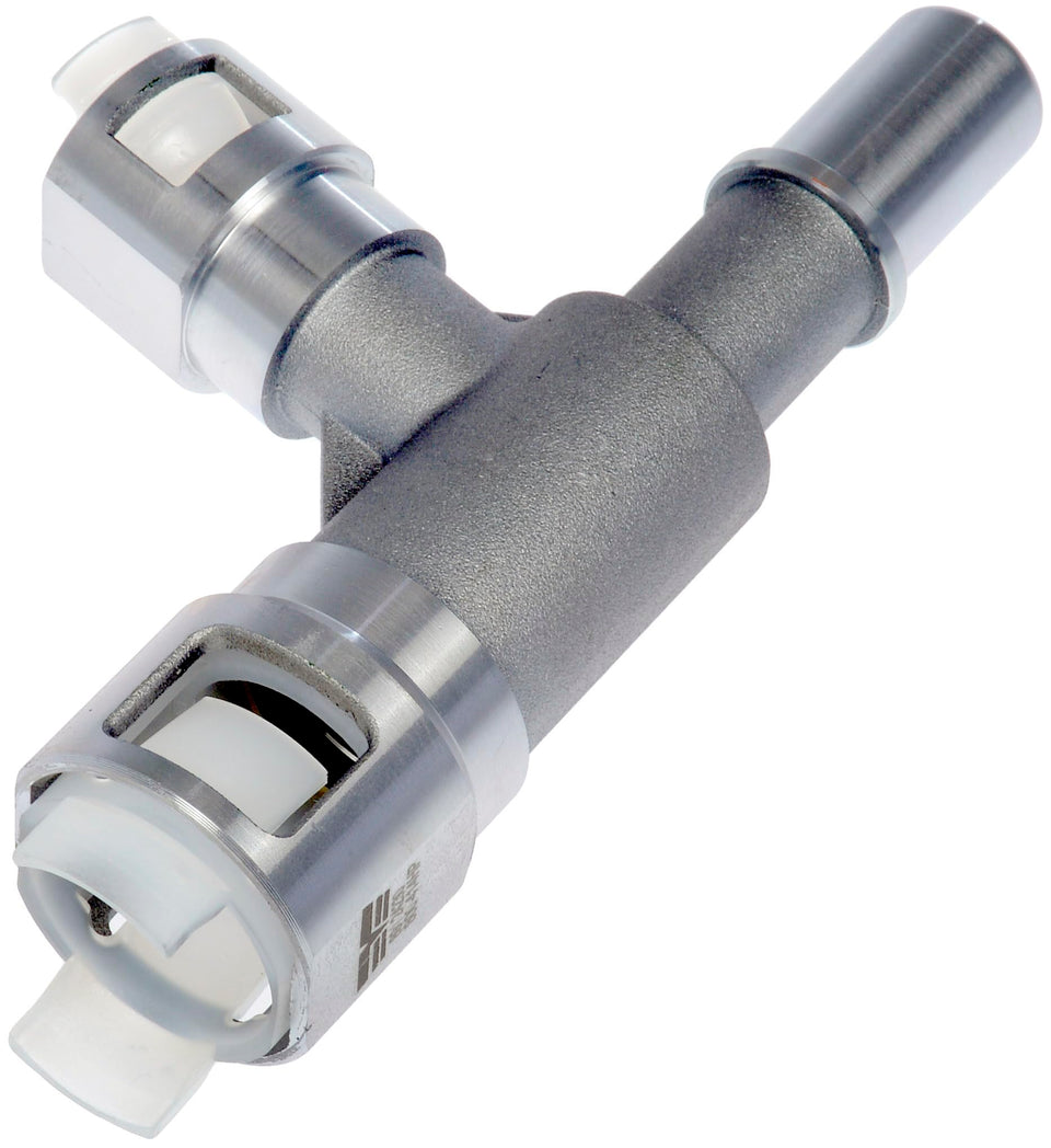 Dorman metal heater hose connector front view showing durable construction and reliable fit