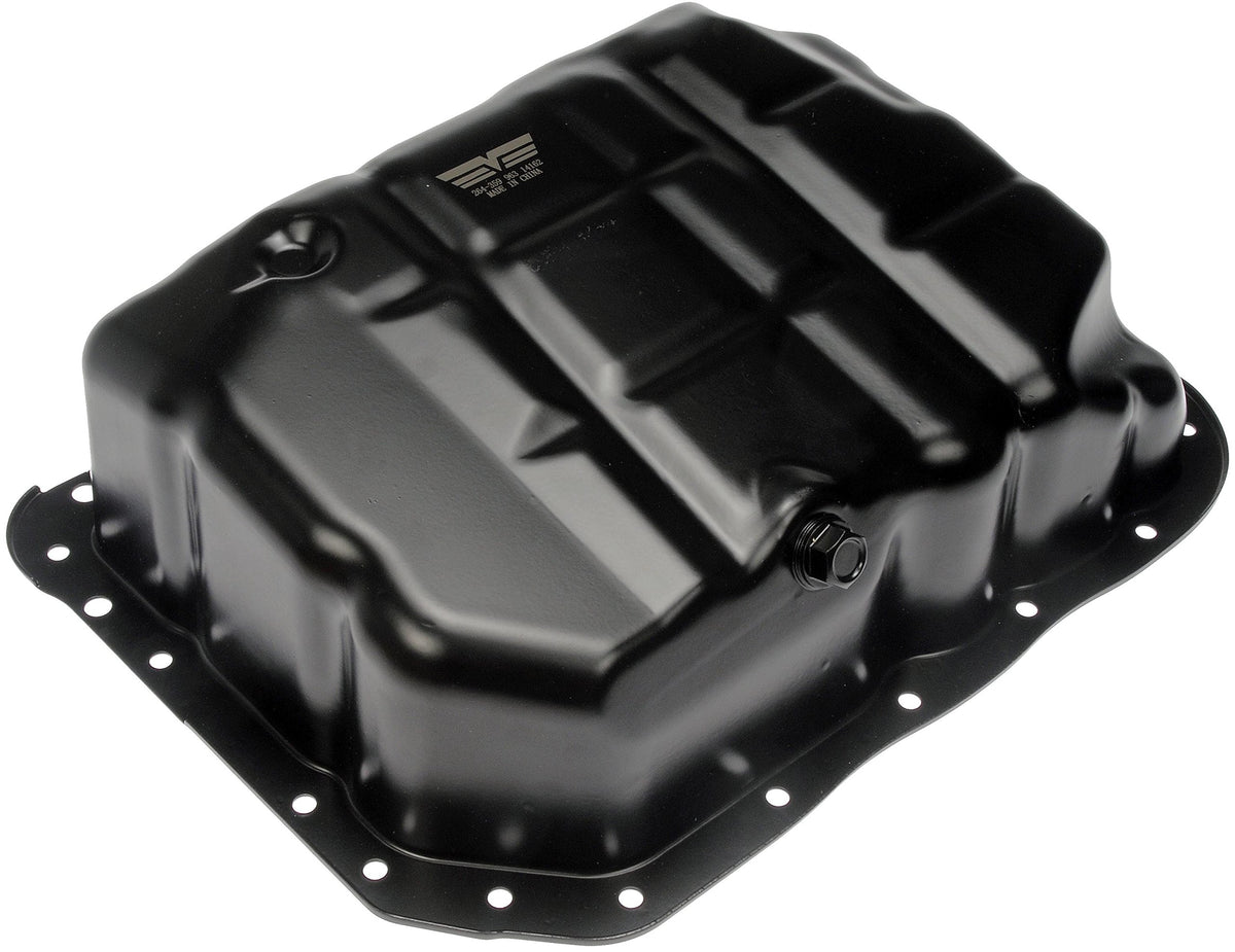 Dorman oil pan front view showing mounting flange and correct fitment