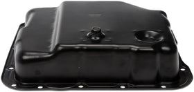 Dorman pan drain plug close-up highlighting easy fluid removal benefit