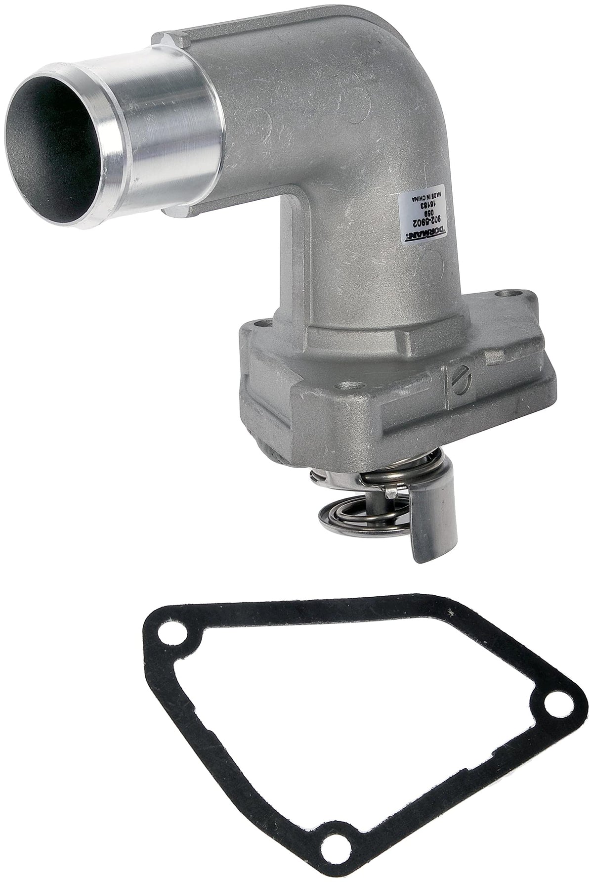 Dorman thermostat housing front view showing fit and flange, brand quality and precise sealing