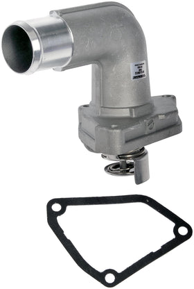Dorman thermostat housing front view showing fit and flange, brand quality and precise sealing