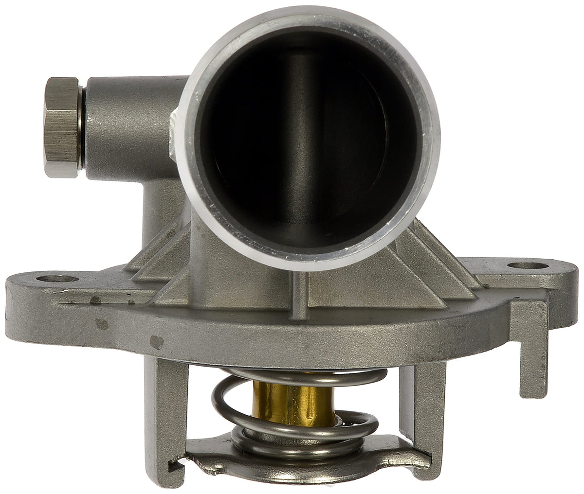 Dorman thermostat housing with thermostat installed demonstrating ready-to-fit assembly benefit