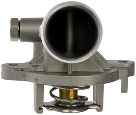 Dorman thermostat housing with thermostat installed demonstrating ready-to-fit assembly benefit