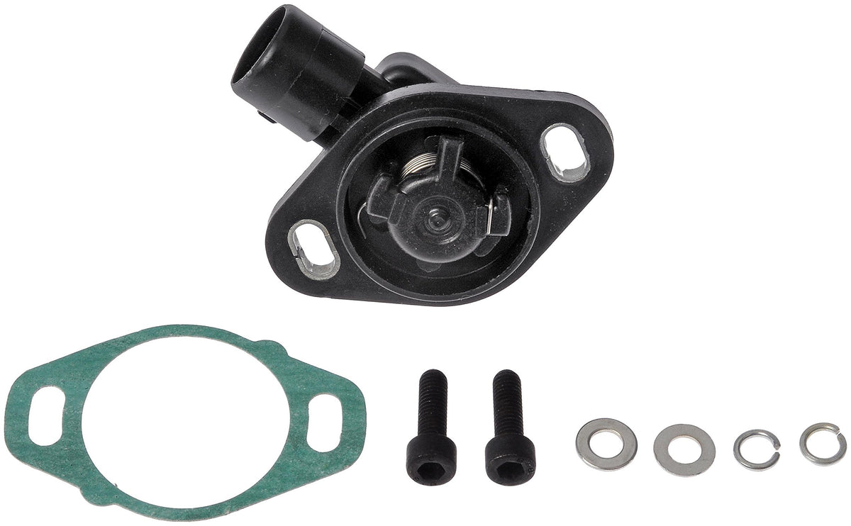 Dorman throttle position sensor front view showing full housing and mounting benefits fit