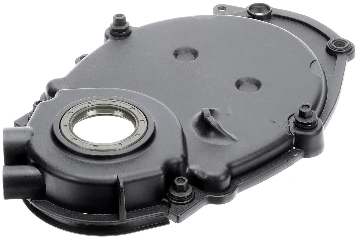 Dorman timing cover front view showing mounting points and correct fit