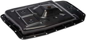 Dorman transmission pan front view showing bolt pattern and fit benefit