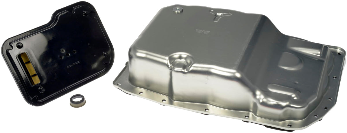 Dorman transmission pan front view showing bolt pattern and fit