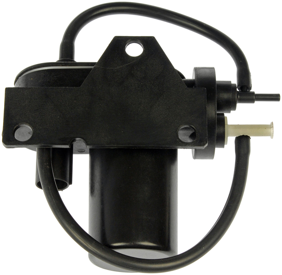 Dorman vacuum pump ports and connector closeup for easy hose attachment benefit