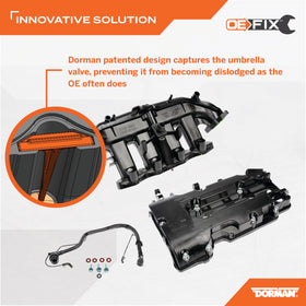 Dorman valve cover close-up showing seal details and improved durability