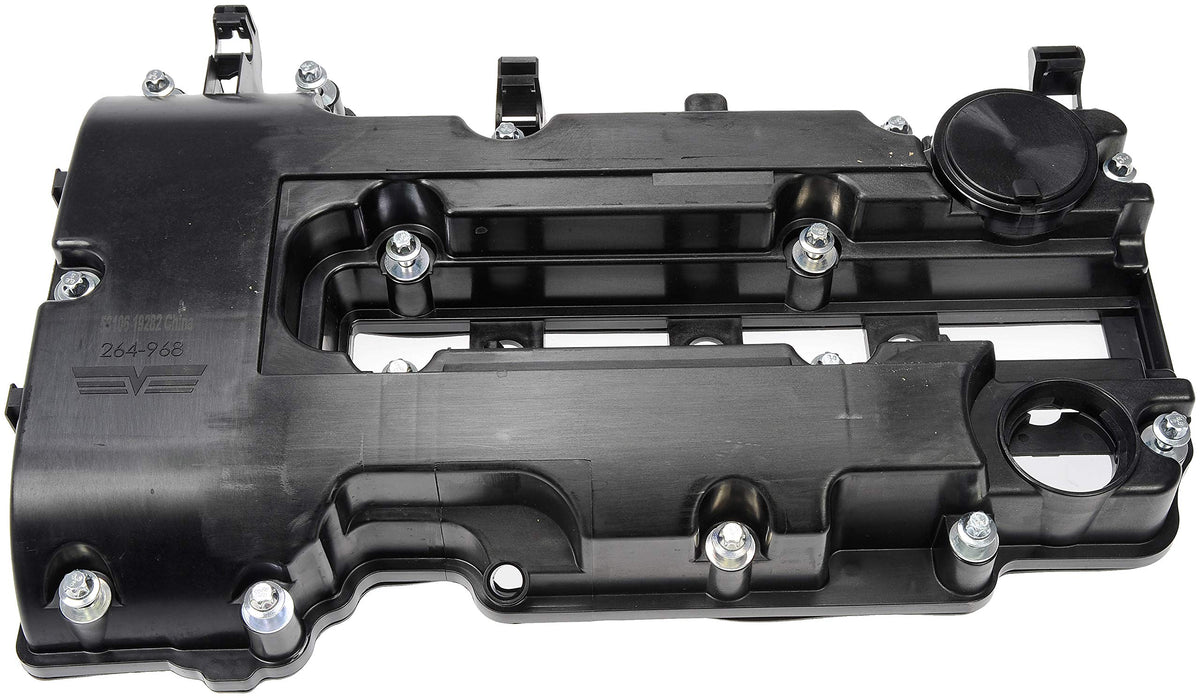 Dorman valve cover installed in engine bay demonstrating restored PCV routing