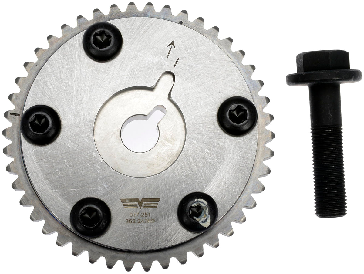 Dorman VVT sprocket on workbench in garage setting showing professional readiness