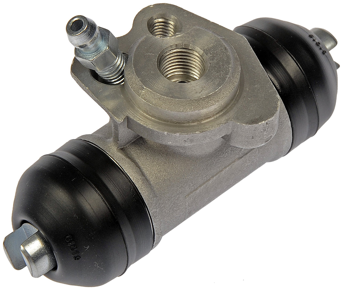 Dorman wheel cylinder front view showing mounting ports and clean finish, ensuring correct fit