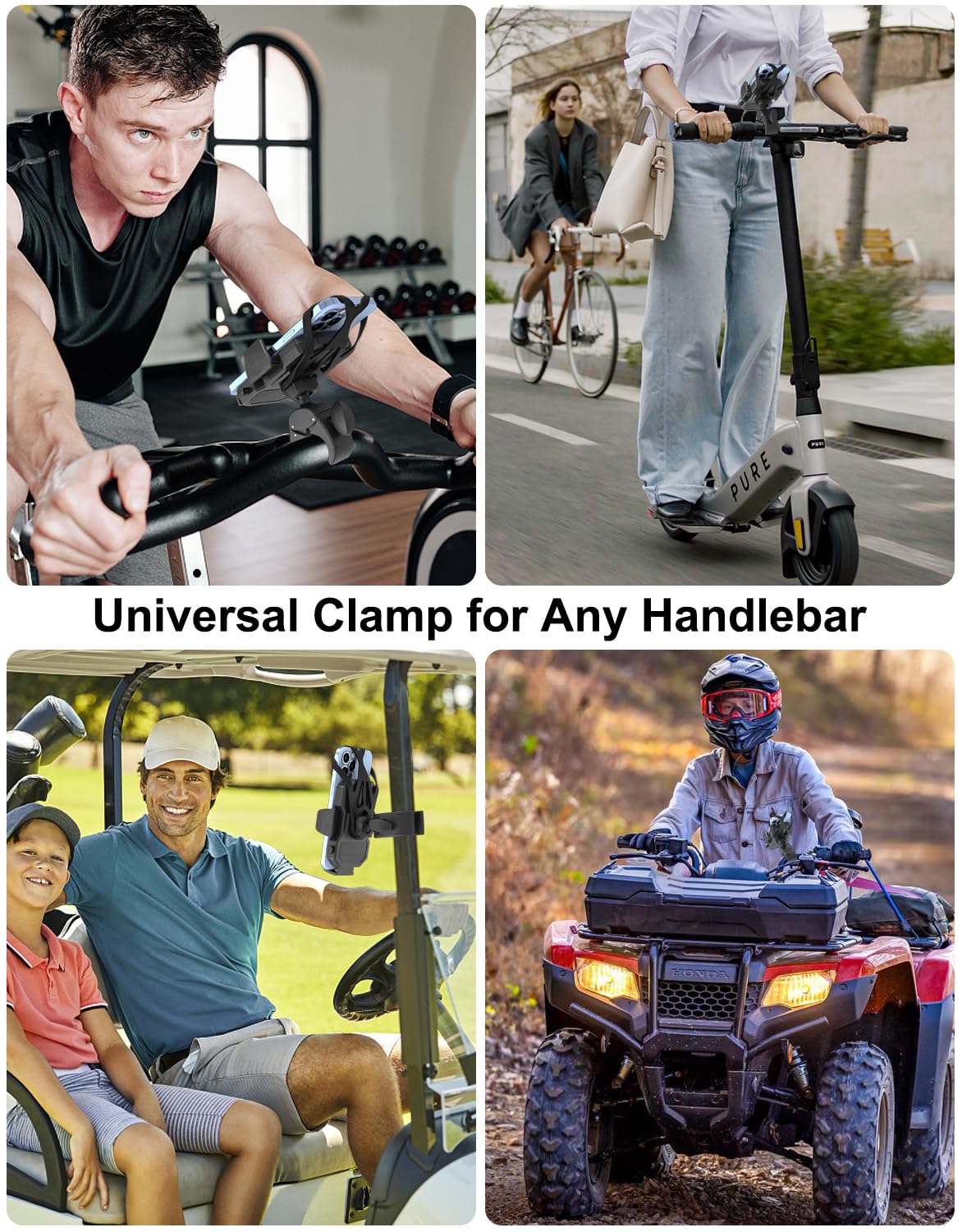 Dosvsi clamp next to smartphone showing scale and compatibility benefit
