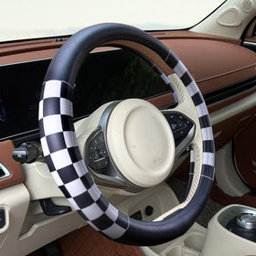 Dotesy cover installed on steering wheel delivering non-slip comfort while driving